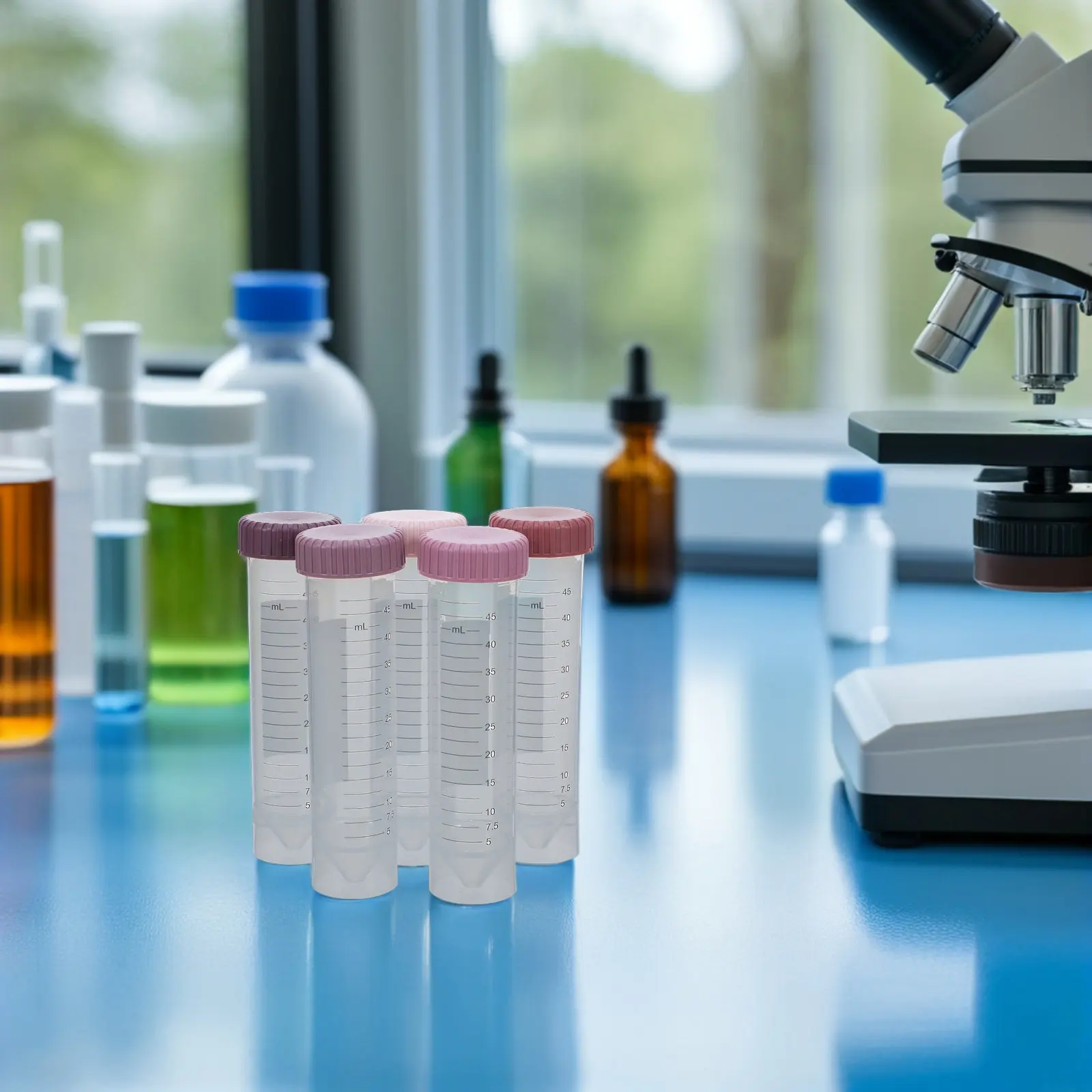 25Pcs Science Experiment Centrifuge Tubes Clear Polypropylene Conical Leakproof Screw Caps 50Ml Self-Standing Lab Sample Test