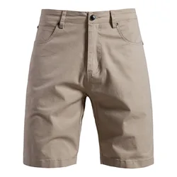 2025 New Summer Men's Shorts 100% Cotton Solid Color Casaul Shorts High Quality Elastic Waist Short Pants