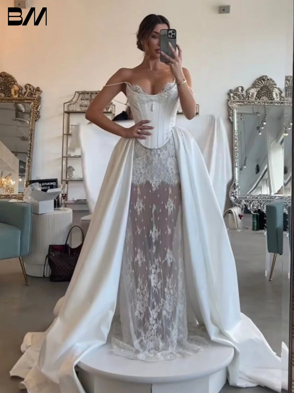 Elegante linha a vestidos de casamento rendas apliques cetim vestido de noiva romântico até o chão vestidos de noiva novia