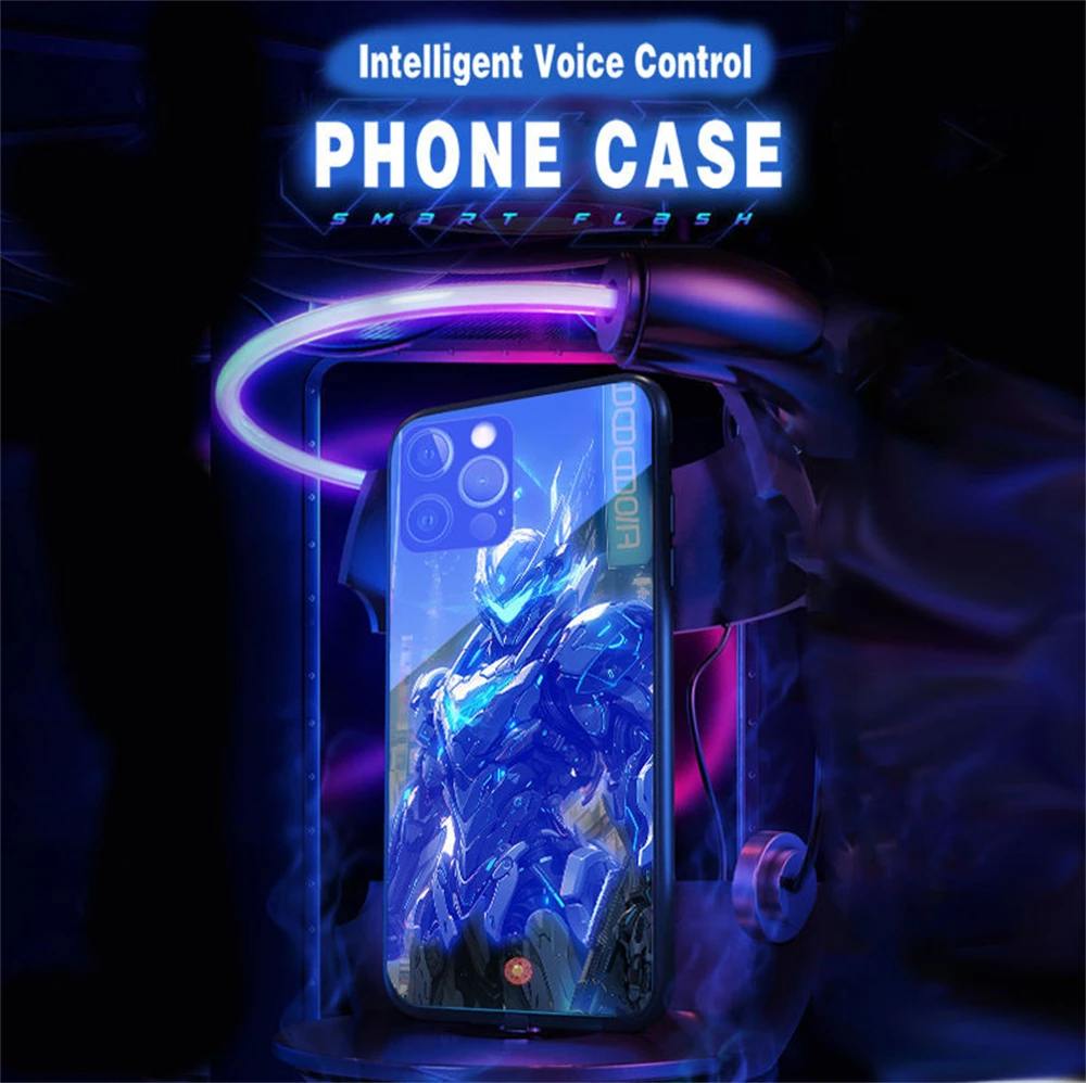 Winter Snow Mech Warrior Design Smart LED Light Glow Tempered Glass Phone Case For Samsung S26 S25 S24 S23 S22 S21 Plus Ultra view 6