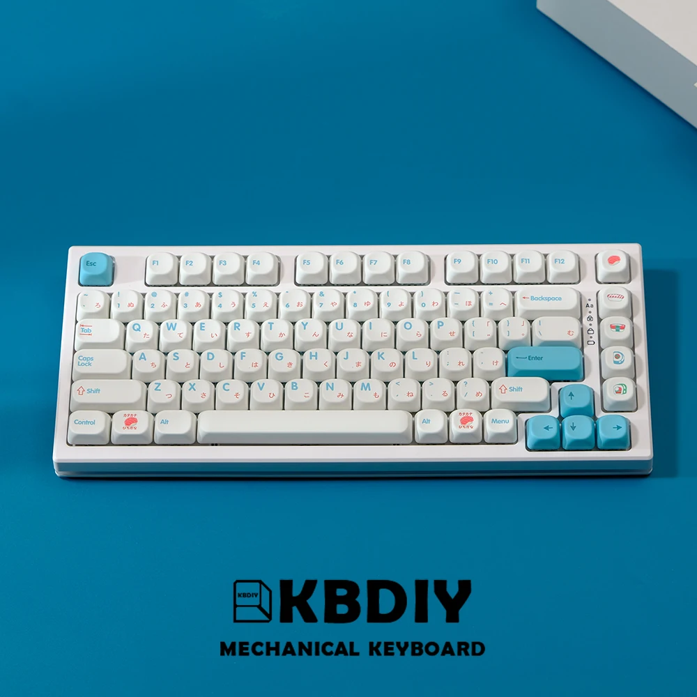 KBDiy PBT Sushi Keycap KOA Profile Japanese Korean Keycaps ISO 7u MAC White 138 Keys Caps for GMK67 Mechanical Game Keyboards