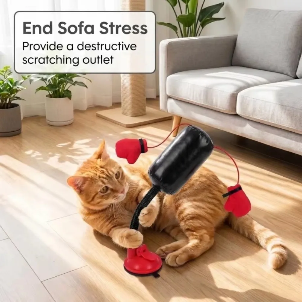 Pet Training Supply Creative Cat Boxing Standing Self-Play Interactive Cat Stable Boxing Gloves Cat Speed Bag Kitten Teasing