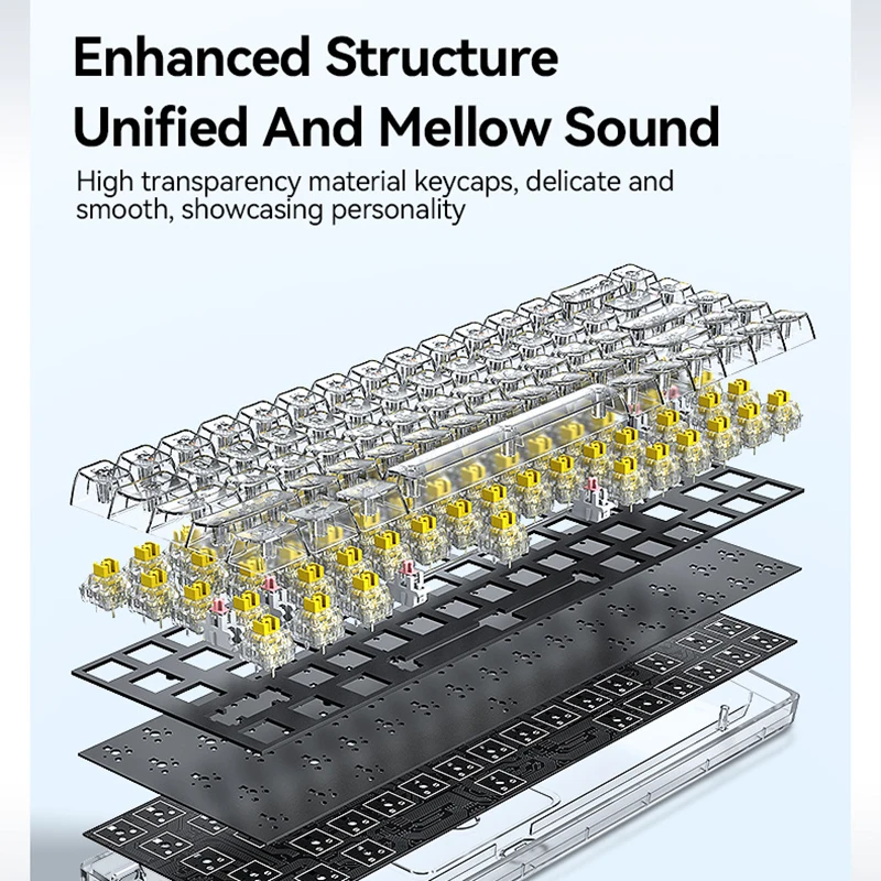 Imagem -04 - Teclado Mecânico Totalmente Transparente Tablet Portátil e Teclado Portátil 68 Teclas Luminosas Oulylan-t40