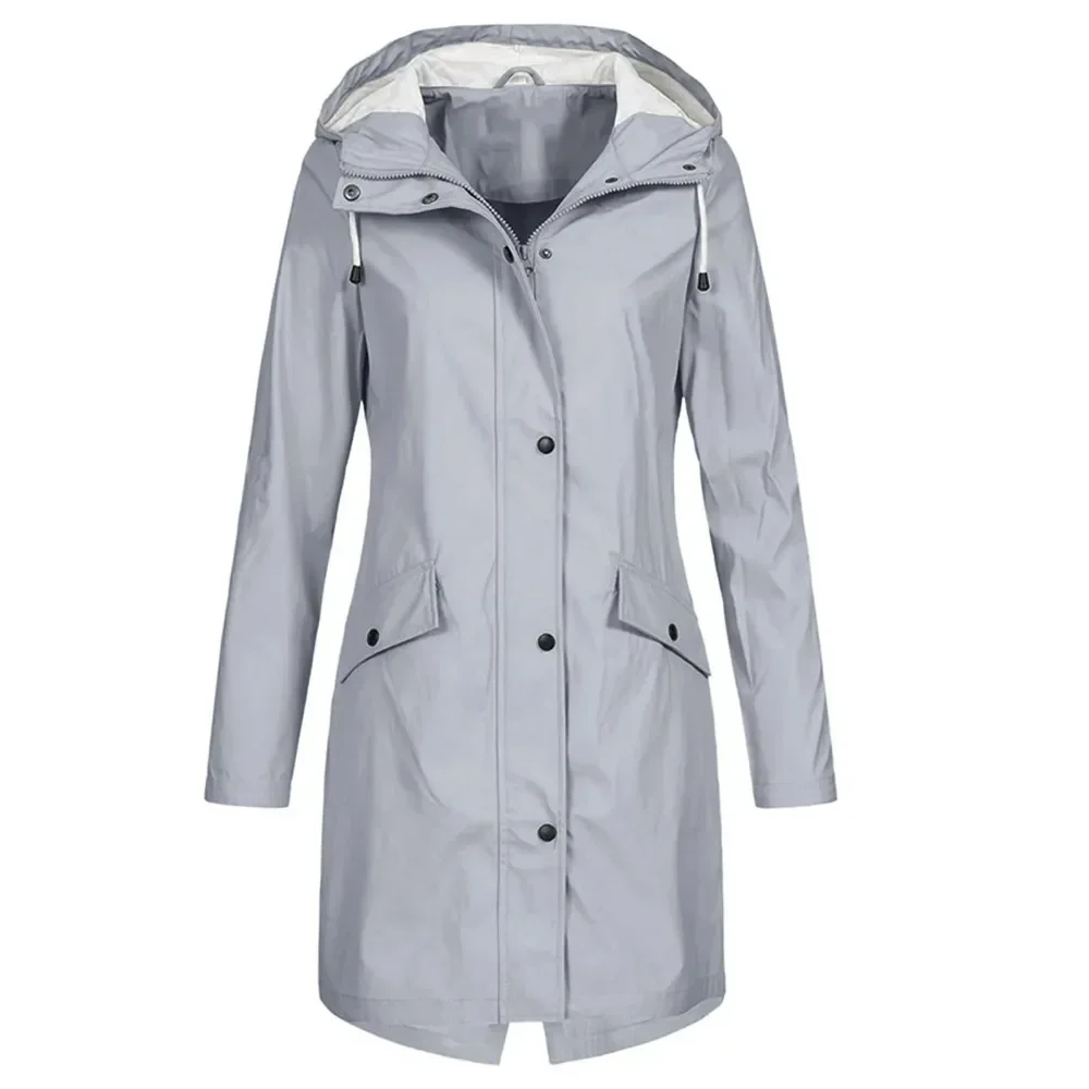 

Women Waterproof Rain Jacket Outdoor Mountaineering Lightweight Windbreaker S-3XL Solid Color