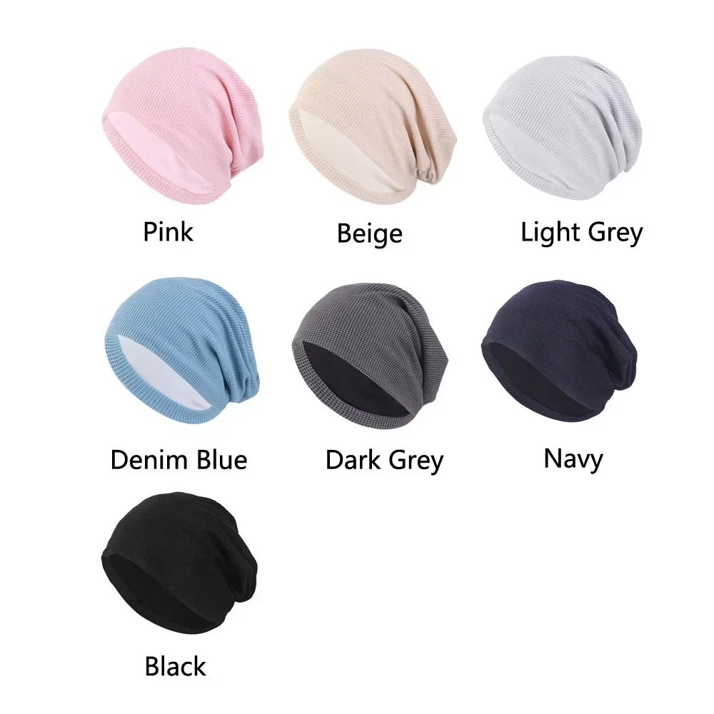 Spring Women's Bonnet Beanies Men's  Solid Waffle Pattern Hats for Ladies Comfortable Skullies Beanie Cap Double Fabric
