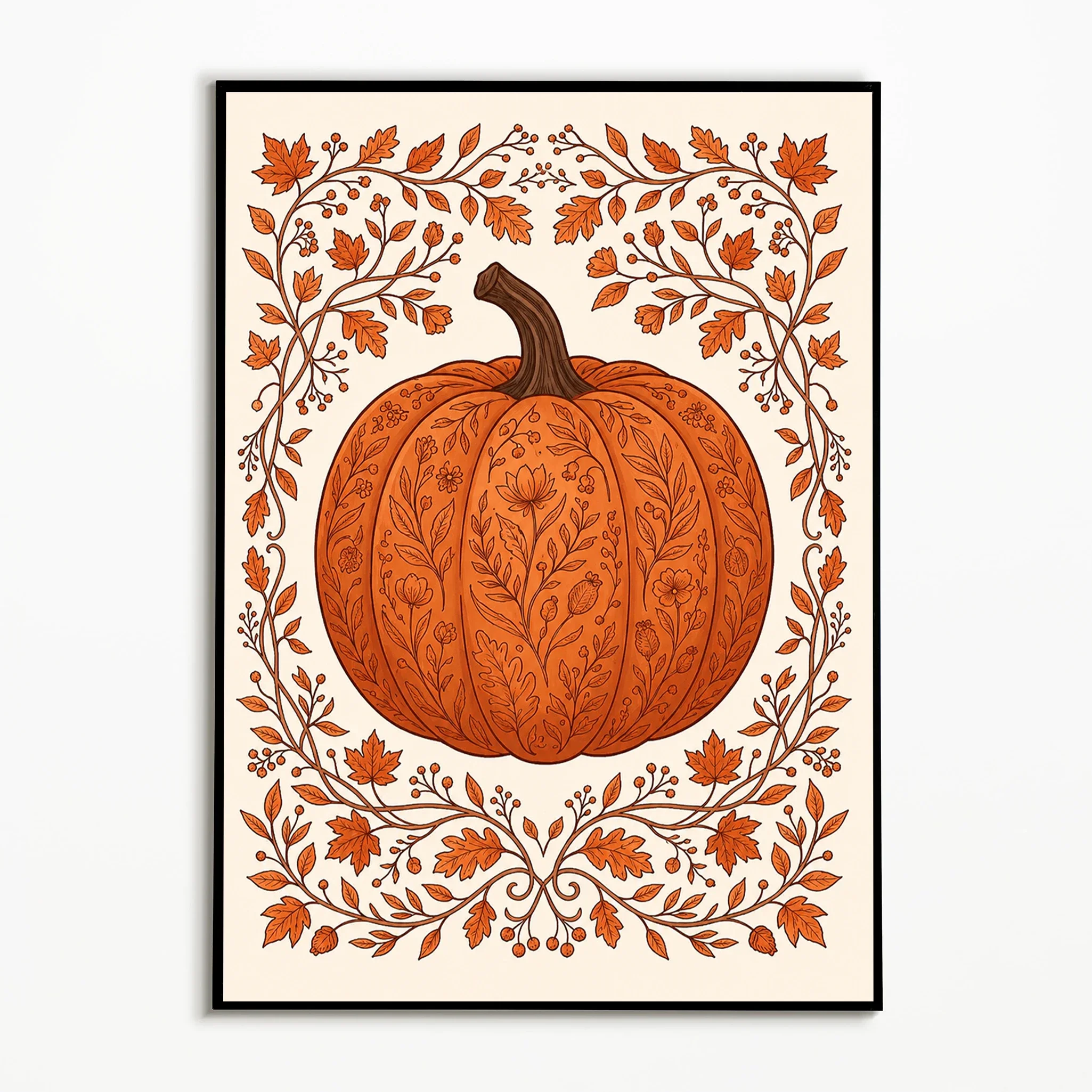 Frameless canvas paintings,1PC Hello Fall Pumpkin Art Poster Thanksgiving Day Wall Art  Halloween Canvas Printing Holiday Gift R