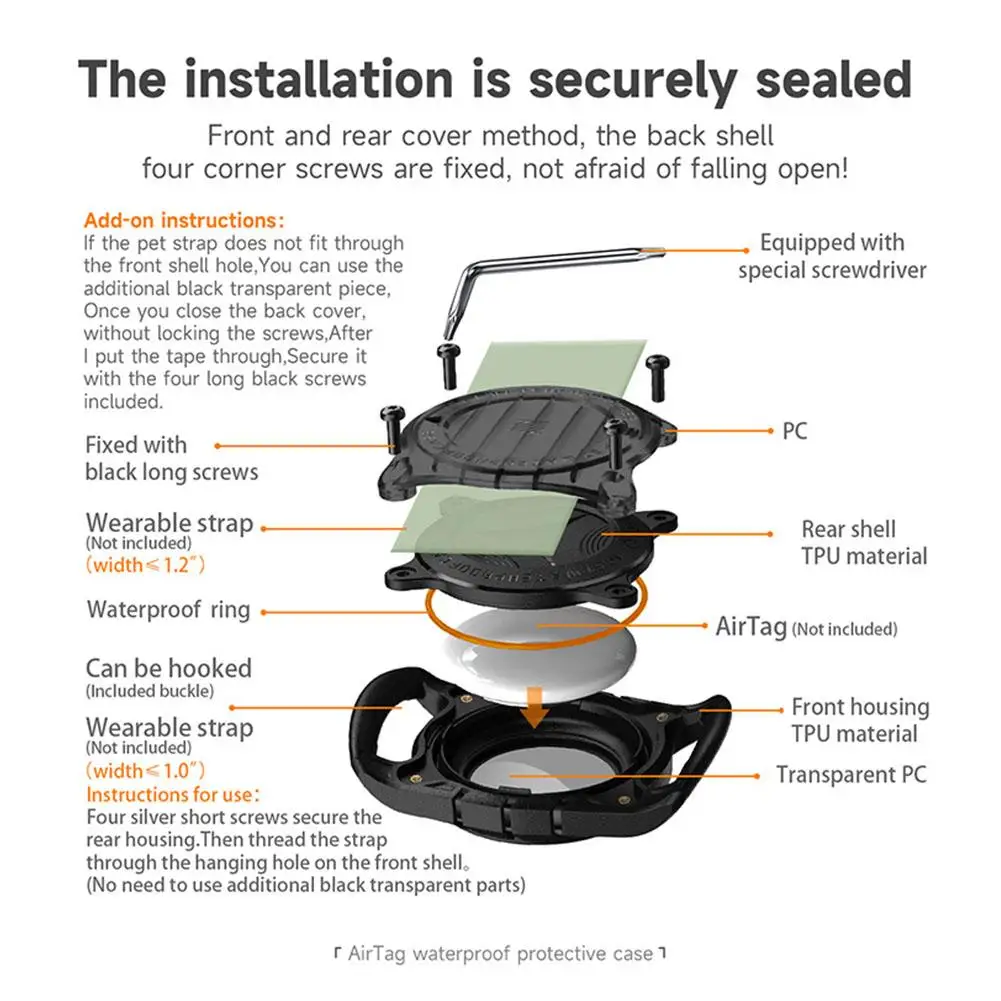 Para Apple Case perro gato Collar GPS Finder IP67 funda protectora impermeable para Apple Air Tag Holder