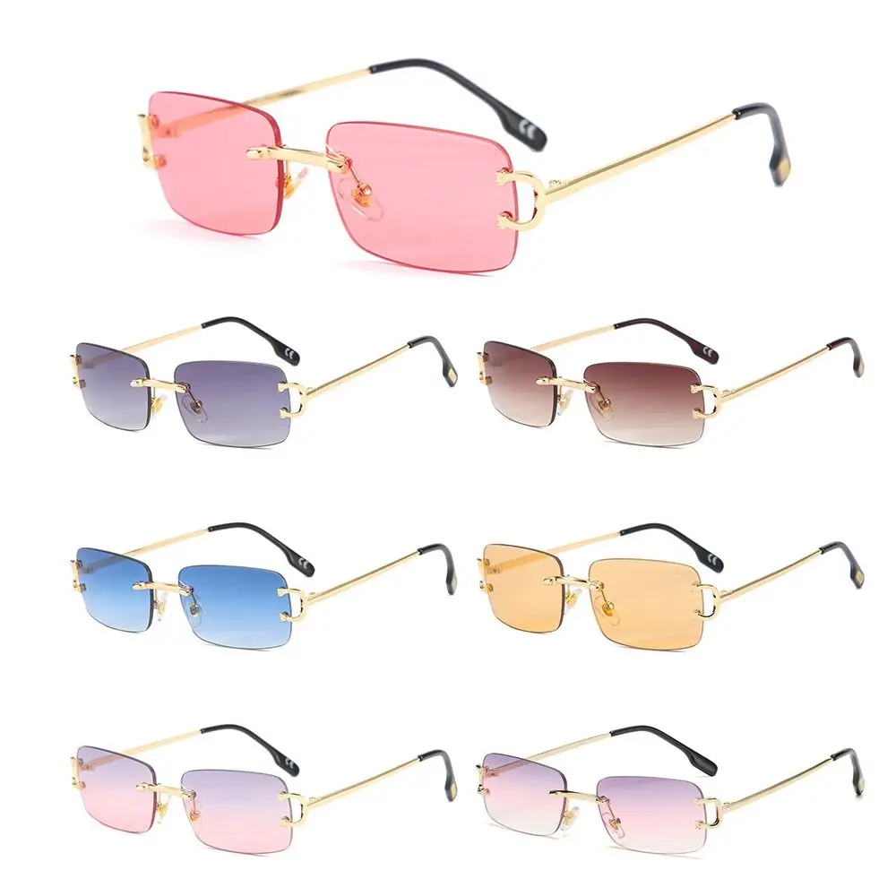 Trendy Vintage Small Metal Sunglasses Retro UV400 Rimless Sun Glasses Summer Eyewear for Women & Men