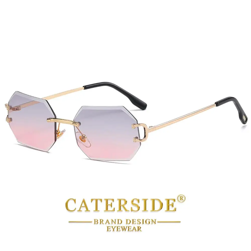CATERSIDE Herren-Sonnenbrille ohne Rahmen, hochwertige polygonale Sonnenbrille aus Metall, Damen-Sonnenbrille für Outdoor-Reisen, Strand, Sommer, UV400 – Detail 31