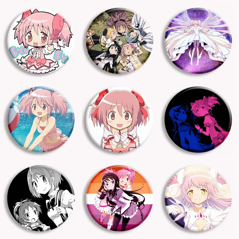 เข็มกลัดกระดุมรูปอนิเมะจากเรื่อง Puella Magi Madoka Magica จากประเทศญี่ปุ่น Miki sayaka Kawaii Girl กระเป๋าป้ายเข็มกลัดตัวการ์ตูนสำหรับแฟนๆของขวัญ58มม.