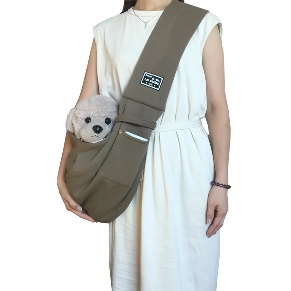 Pet Crossbody Shoulder Bag Sling Carrier for Pet Outdoor with Side Small Pocket Durable Shoulder Bag 8 Colors Soft Solid Color