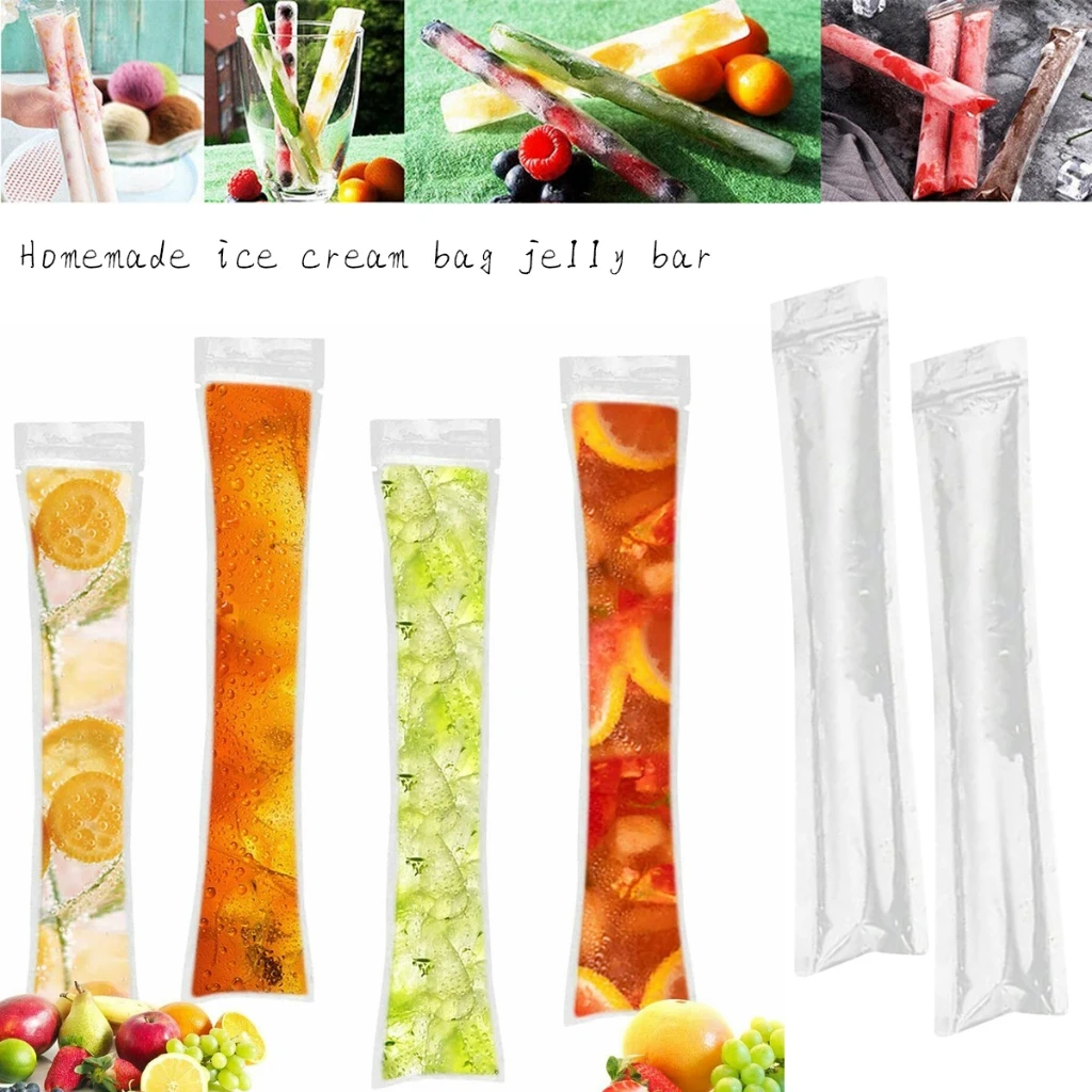 20PcsLargeCapacityDisposable Ice Popsicle Mold Bags Homemade Ice Lolly Bags BPA Free Freezer Tube with Zip Seals for Yogurt