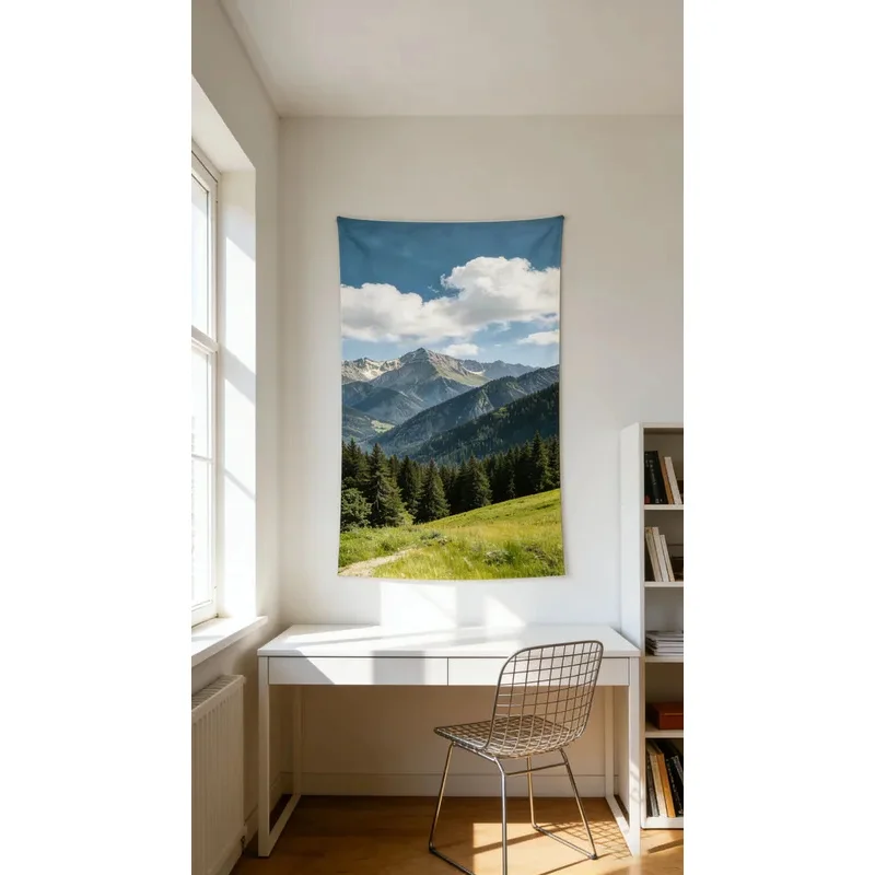 VIKAMA Mountain Forest Tapestry Wall Hanging Nature Landscape Print for Bedroom Living Room Home Aesthetic Decor