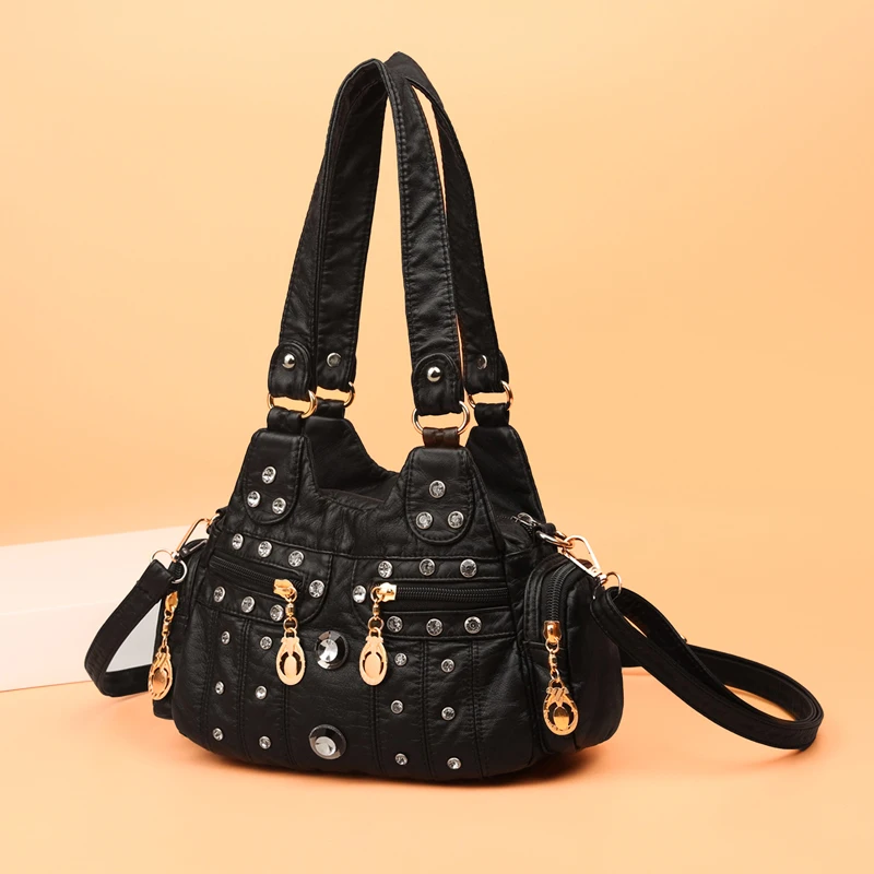 Modna torebka dziewczęca wysokiej jakości miękka skórzana damska torba na ramię kilka kieszeni duża pojemność kobiece torby Crossbody portfel