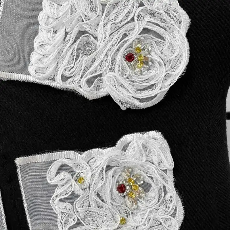 652F قماش دانتيل مرن مزين بمشروع خياطة يدوية سهل تخصيص ديكورات الملابس