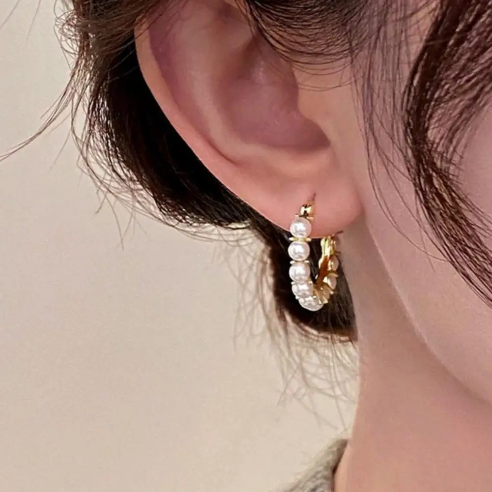 Wear-resistant Earrings Snap-on Ear Loop Earrings Women Hoop Earrings Set Snap-on Ear Loop Design Jewelry Imitation for Her