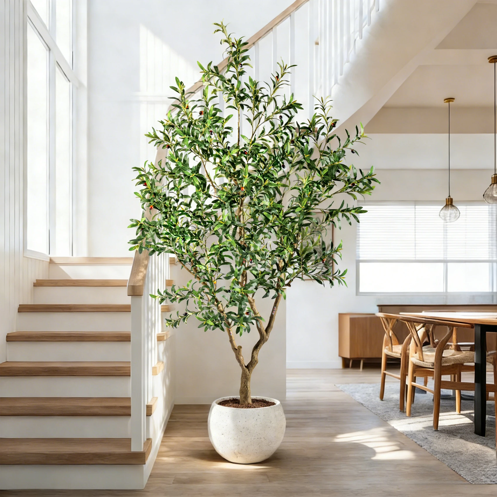 

6Ft / 7Ft / 8Ft Large Faux Artificial Olive Tree Lifelike Tall Decorative Plant For Home & Outdoor Decoration