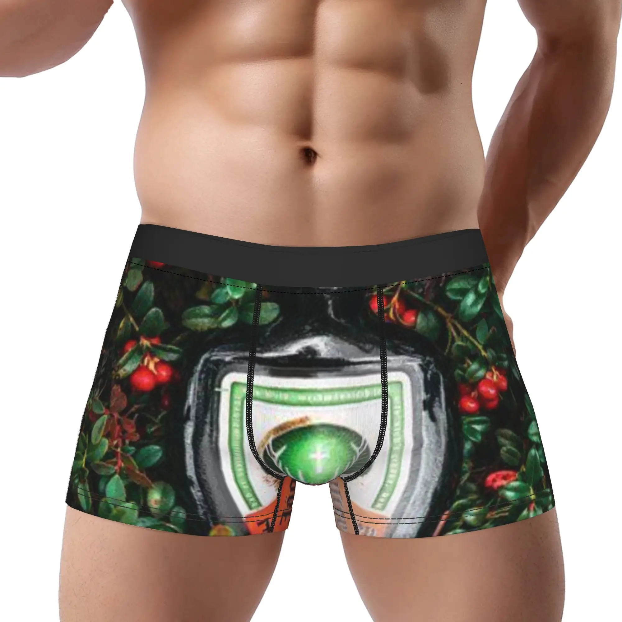 Jägermeister Lingonberry Bush Bottle Jägermeister Underpants Bragas transpirables Ropa interior masculina Pantalones cortos cómodos Calzoncillos tipo bóxer