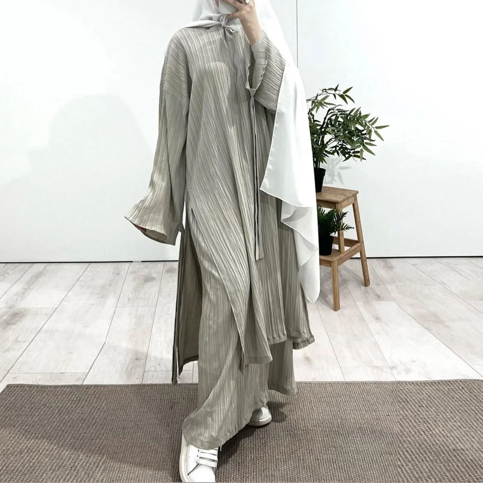 Abaya con Khimar Set Jilbab 2 pezzi Ramadan Eid lungo Hijab vestito musulmano preghiera vestiti donne turchia islamico Dubai Outfit