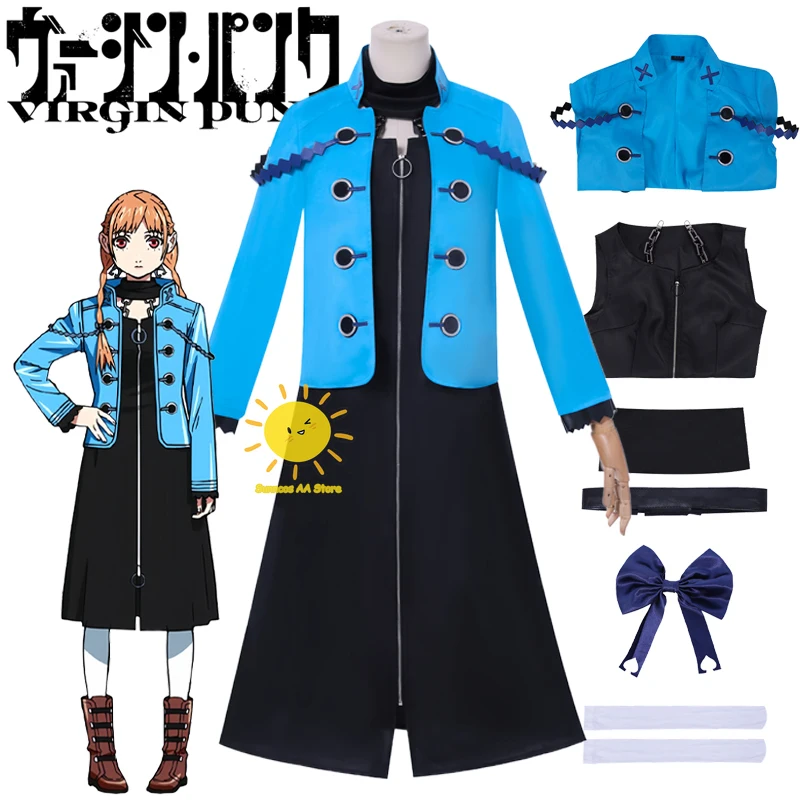 

Anime Ubu Shinsui Cosplay Virgin Punk Cosplay Costumes Blue Jacket Dress Ubu Shinsui Suits Collar Halloween Carnival Cos Women