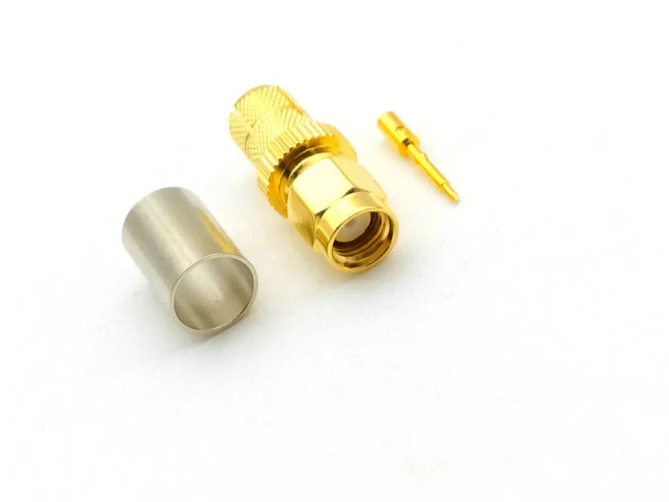 100PCS sma adapter copper SMA Male Plug RF Coax Jack Crimp for RG5 RG6 5D-FB H155 LMR300 Cable Straight connector