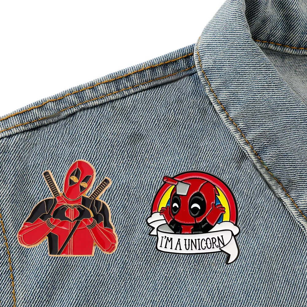 Marvel Cartoon Deadpool Pin Cute Enamel Pin Women's Brooch Jeans Badges Brooches for Clothing Badges Jewelry Accessory Fans Gift