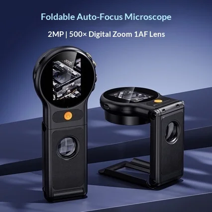 

Foldable Auto Focus Digital Microscope 2MP 500X Digital Zoom Portable Handheld Electronic Microscope for Phone PCB Repair Insect