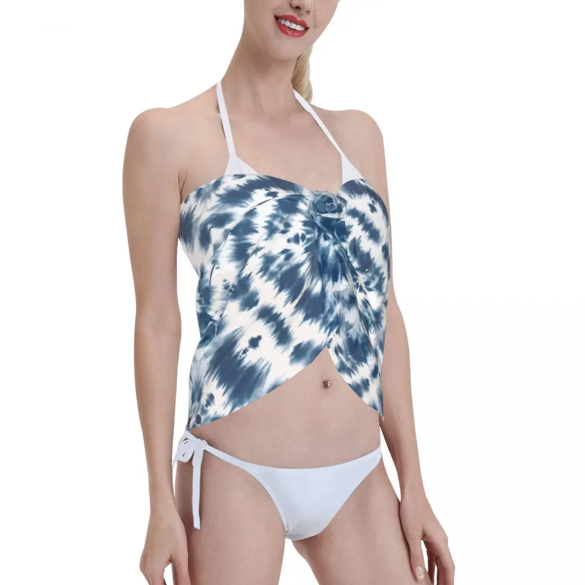 Custom Tie Dye Beach Bikini Wrap See-Through Bikini Beach dress Short Skirt Chiffon Scarf Cover-ups For Women