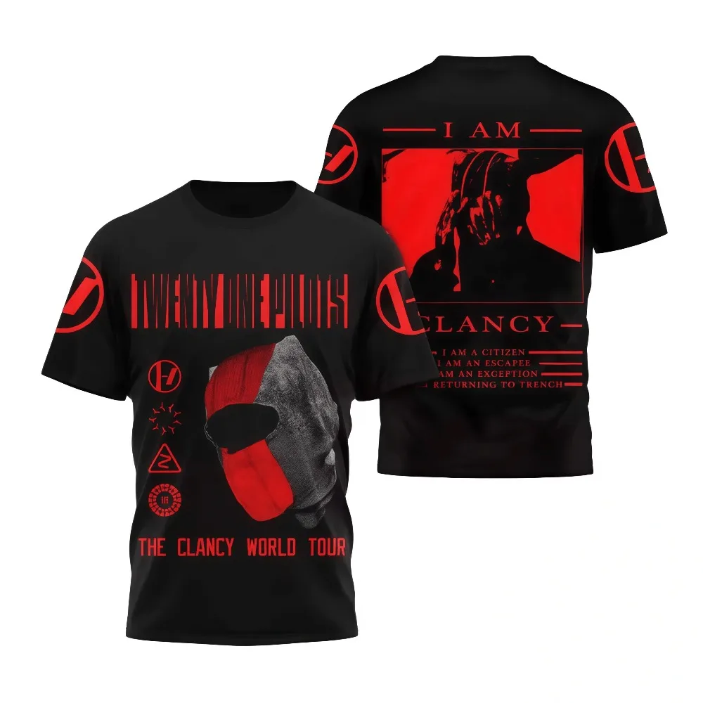 Twenty One Pilots 2026 The Clancy Tour Shirt 2026 Summer Men Women Cotton Overszied T-shirt Street Wear Y2K Casual T-Shirt