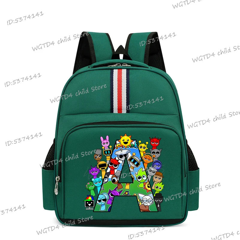 Sprunki Alphabet A-Z Backpack for Kindergarten Boys Girls Sprunki Incredibox Game Lover Gift Zipper Bookbag Waterproof Bagpack
