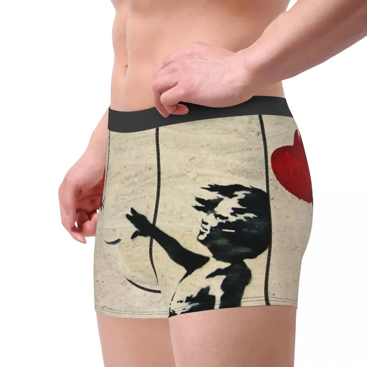 Men's Boxer Shorts Panties Banksy's Girl With A Red Balloon Breathbale Underwear Banksy  Peace Homme Humor S-XXL Underpants