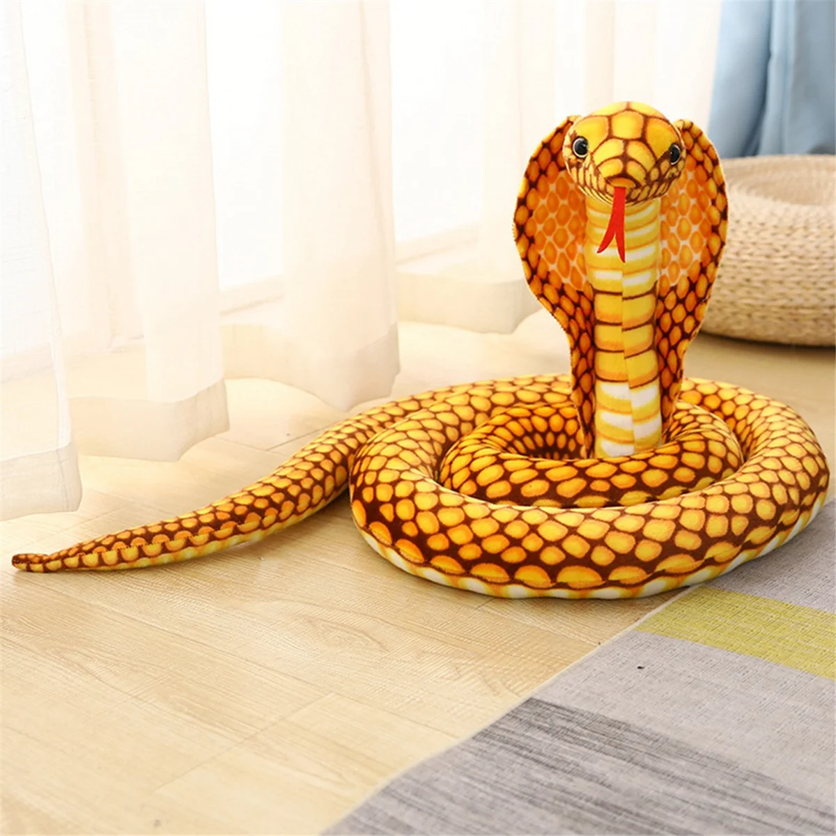 Stuffed Animal Cobra Snake Plush Stuffed Python Cobra Doll Prank Prop Animal Decoration Gift Green