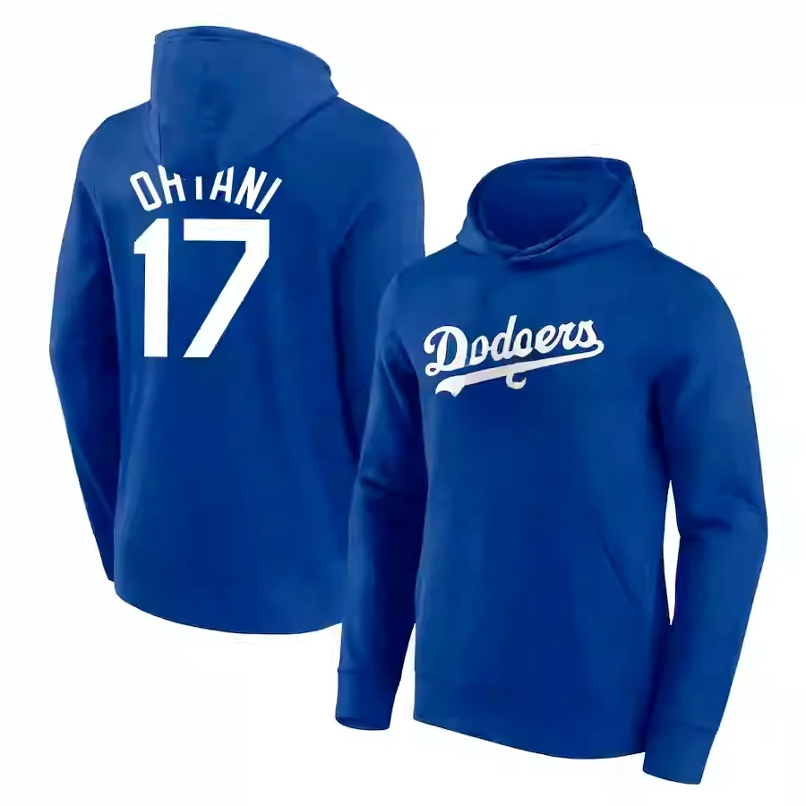 Adult/Kids Hoodies Sports Style Cool Sweatshirt Oversized Couple Hoodie Pure Cotton High-Quality Dodgers No. 17 Print Fans Hoody