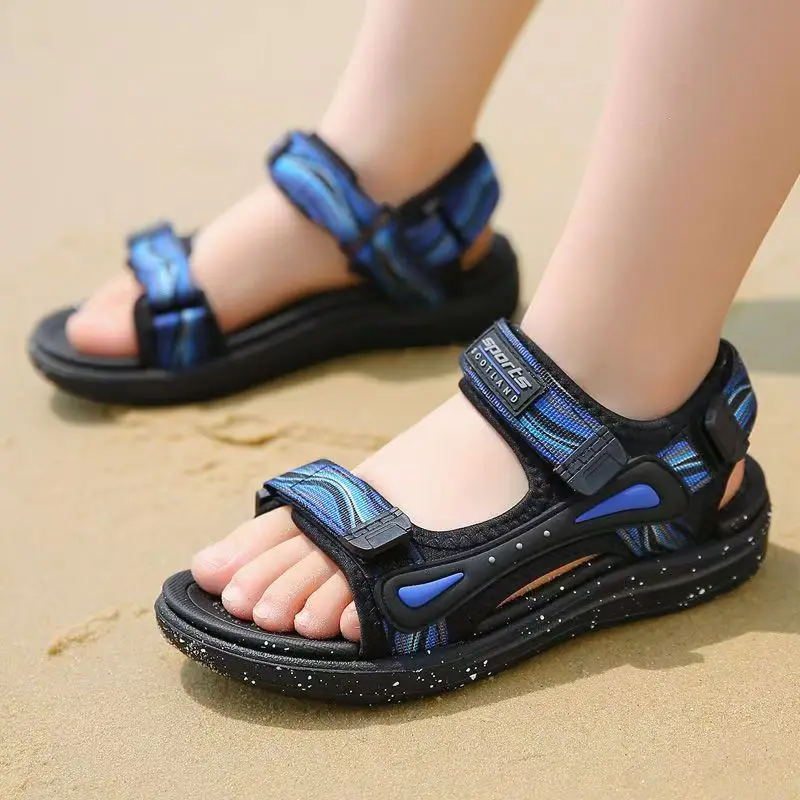 New Summer Children's Mesh Sports Casual Sandals Boys Soft Bottom Non Slip Breathable Anti Odor Hook Casual Beach Sandals