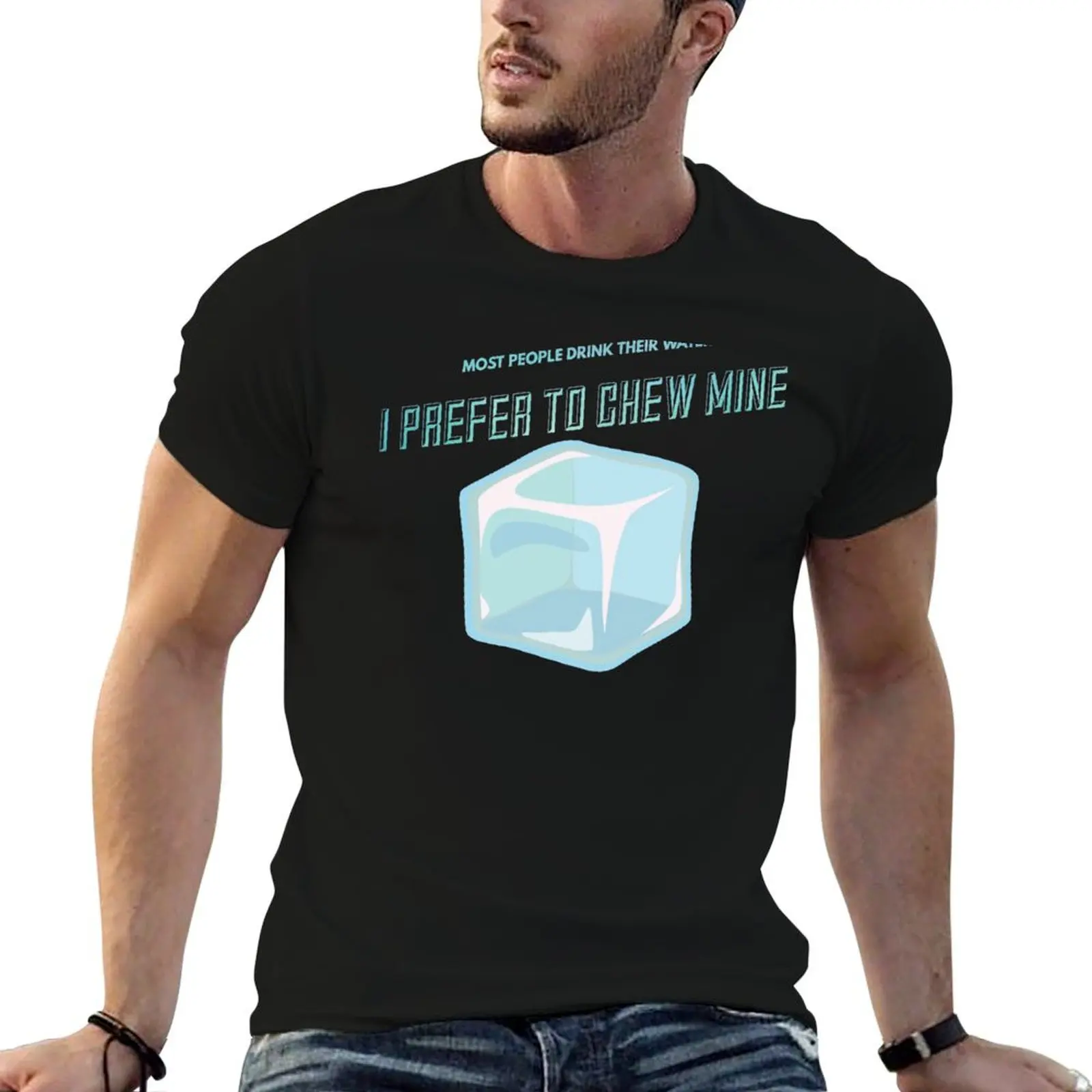 Ice chewing craving addiction cute funny T-Shirt Stylish Print Short Sleeve Tee