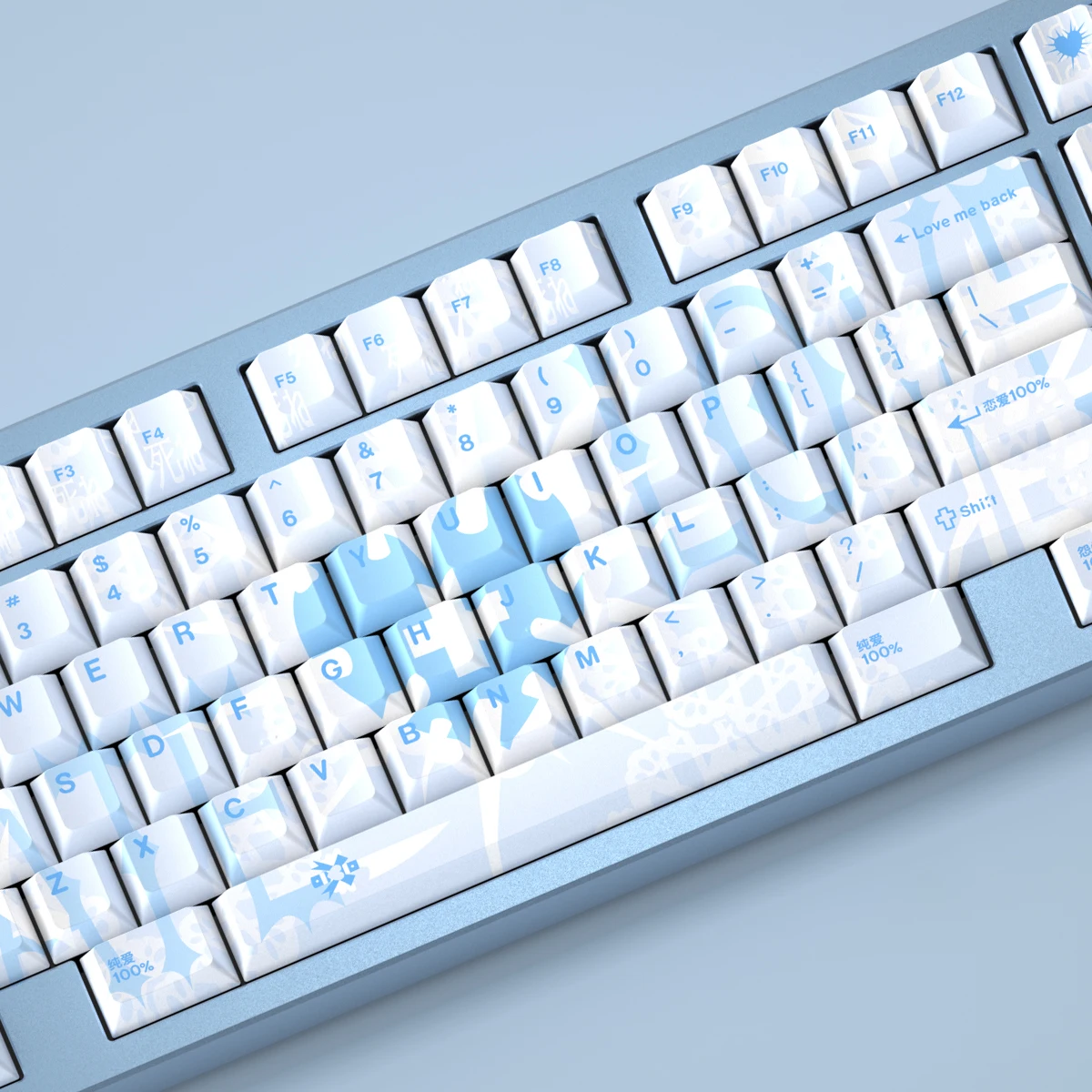 

Blue Love Keycaps Custom PBT Cherry Profile Keycap Cute Blue Anime Point Keycap for Gaming VGN Rog Mechanical Keyboard Gift