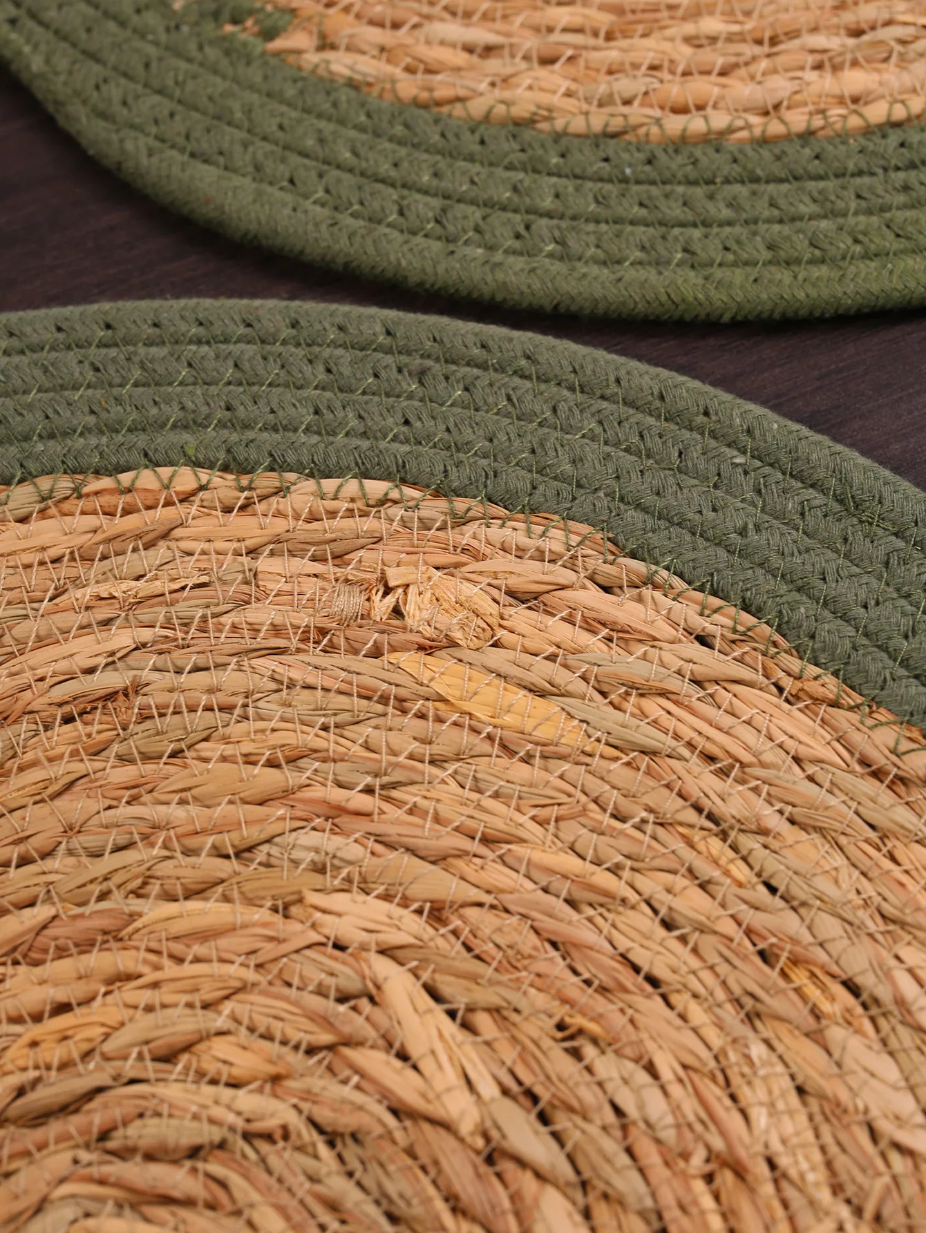 1/4pcs Christmas Natural Straw Seagrass Round Woven Place Mats Vintage Houseold Handmade Braided Dinning Table Coaster Placemats