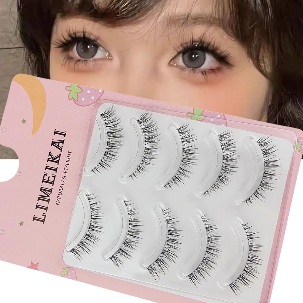 5 Pairs of Natural Long Crossed Fairy Hair Transparent Thickened Eyelash Tips to Lengthen False Eyelashes 13mm