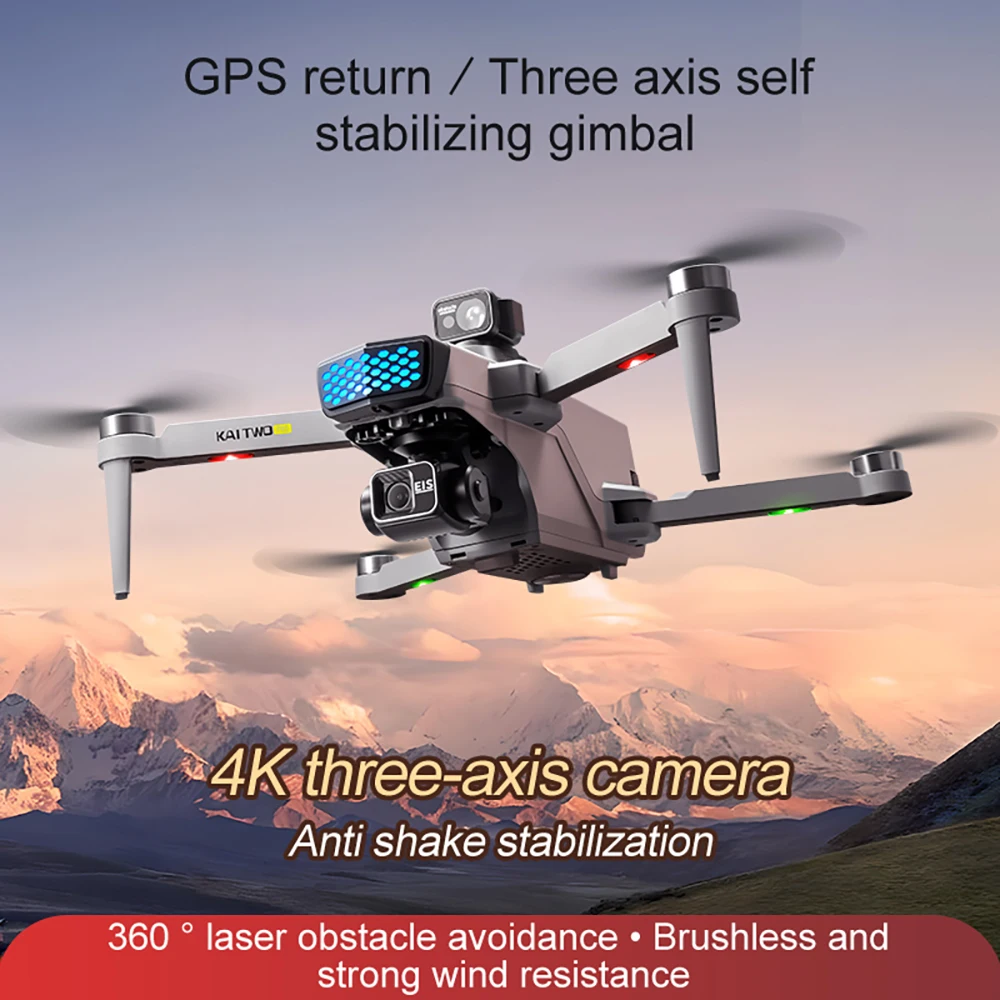 Professional Drone KAITWO 3-axis Gimbal 4K HD Aerial Photography Brushless GPS FPV Obstacle Avoidance Folding Aircraft Mini Dron