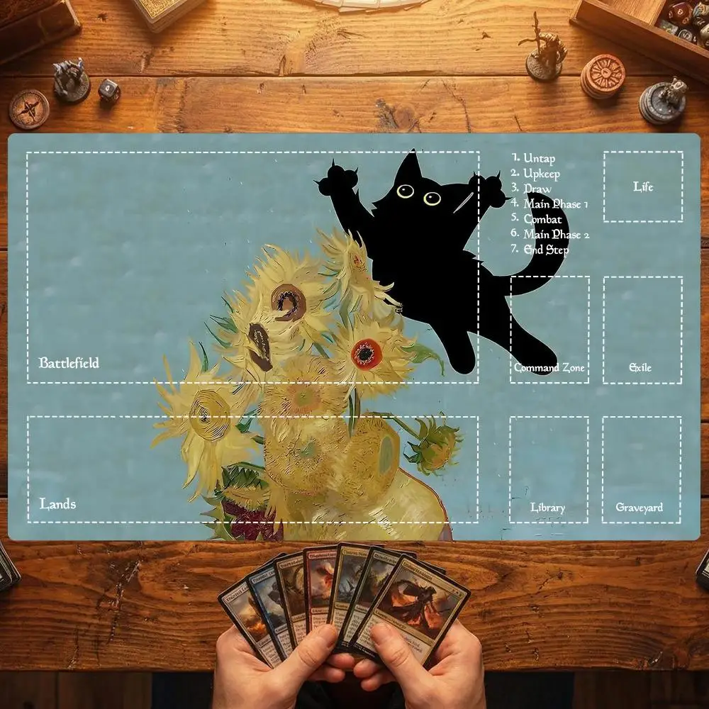 Frisbee Dog Meme Quote Mouse Pad Card Playmat Stitched with Magic Zones Game Mats Tabletop for MTG/TCG Gaming Mat