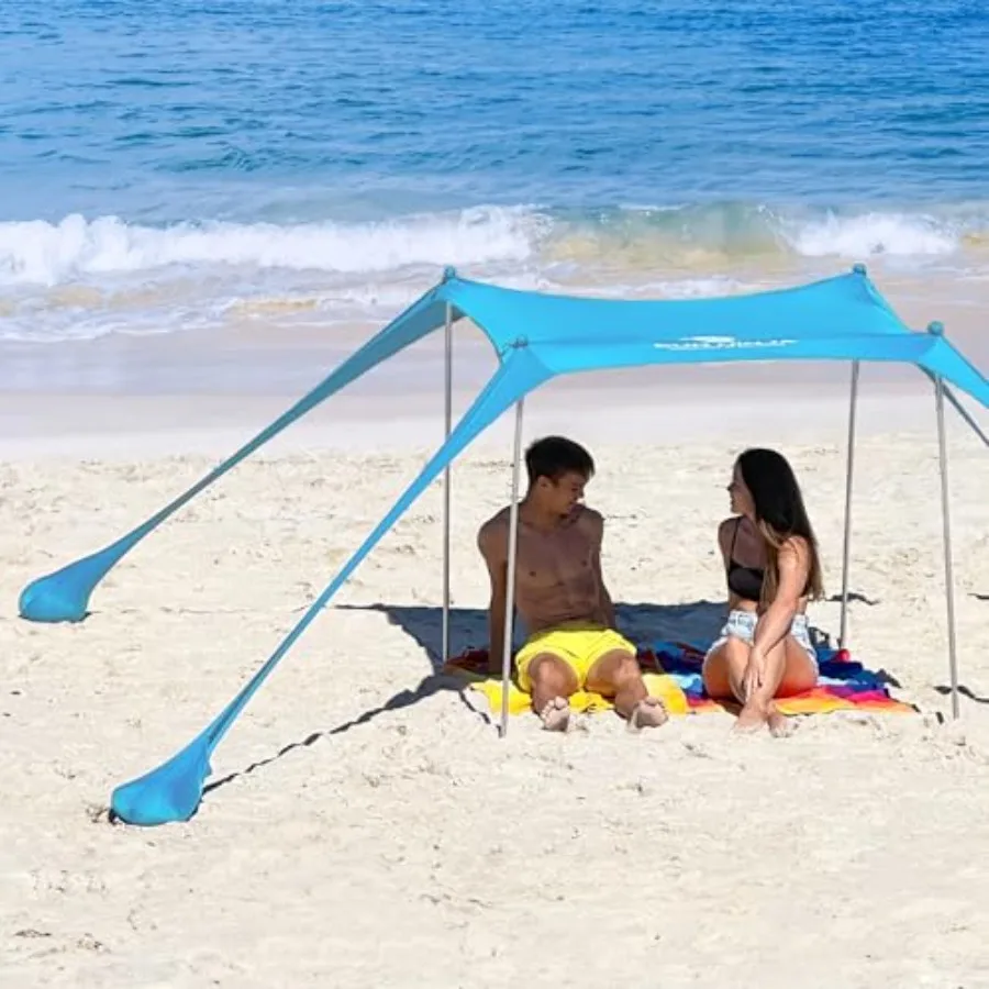 

Beach Tent Sun Shelter UPF50+ for outdoor camping, fishing, picnics - lightweight polyester, navy blue - quick pop-up, sand sho