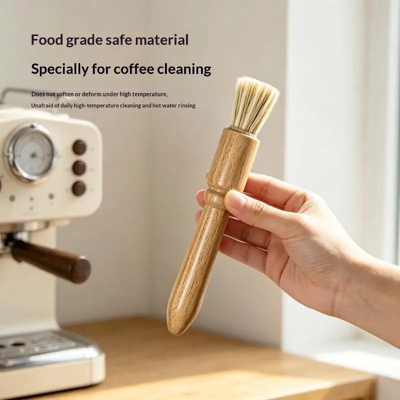 1 Stück Kaffeerengierbürste mit Naturholzgriff und Weichen Borsten für die Reinigung von Kaffeebars und Espressomaschinen – Detail 4
