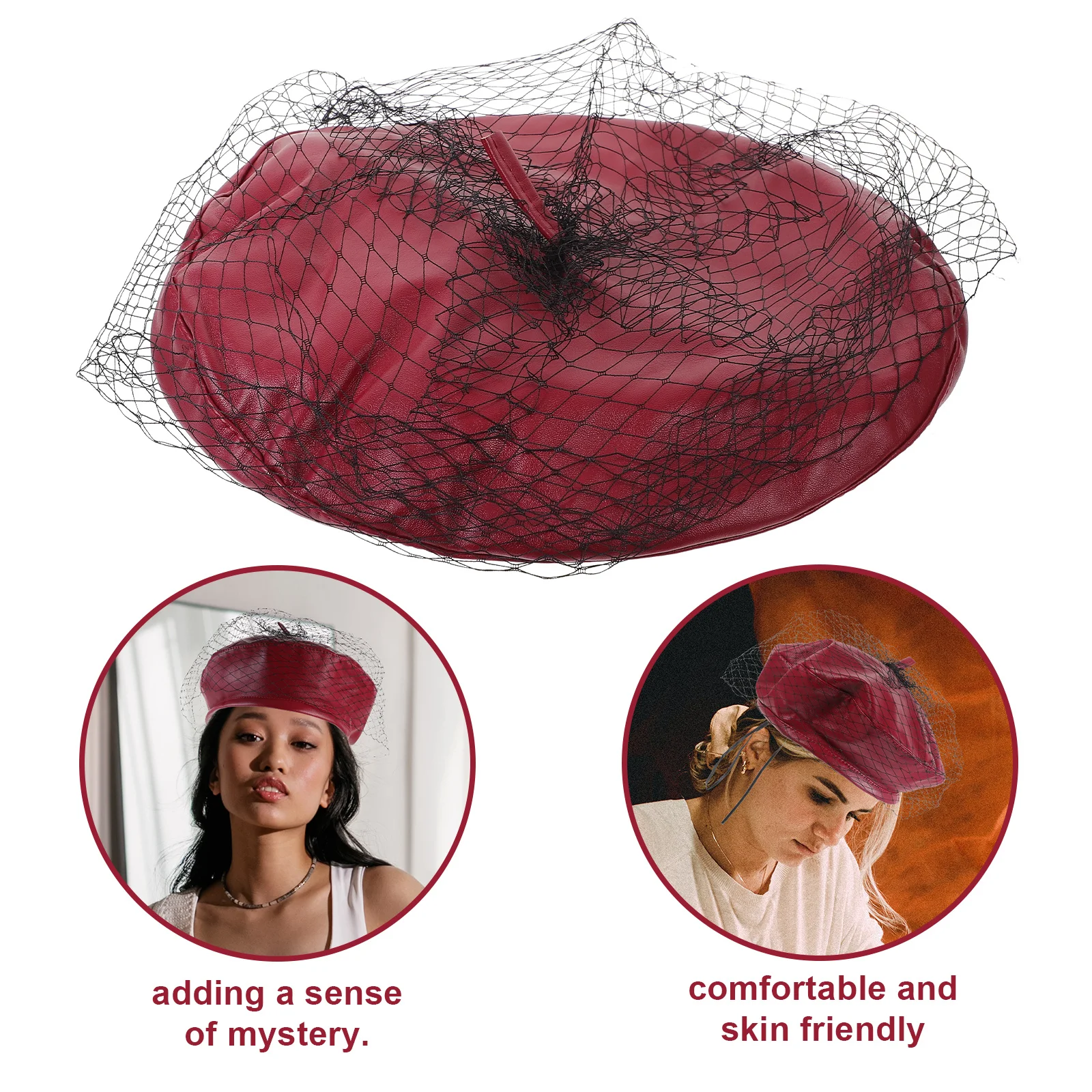 

Vintage Beret Hat with Veil for Women Elegant French Hat Stylish Outfit Accessories Beret Berets for Women