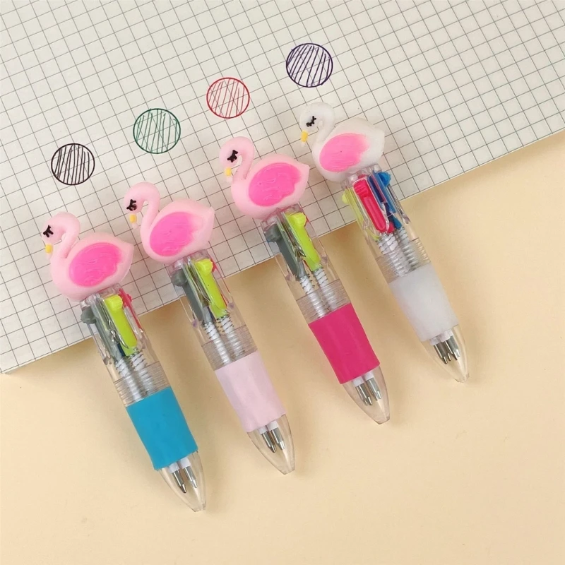 12Pcs 공룡 여러 가지 빛깔의 펜 개폐식 볼펜 아이를위한 4-Color-in-1 펜