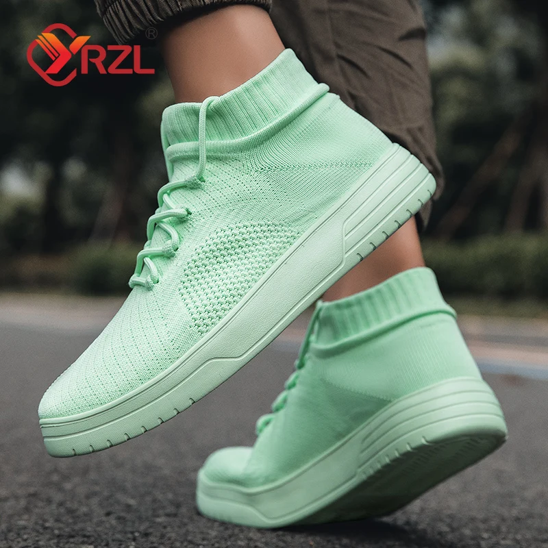 

YRZL Mens Sock Shoes Unisex Casual Mesh High Top Skateboard Shoes Women Spring Autumn 2024 New Male Flat Breathable Tennis Shoes