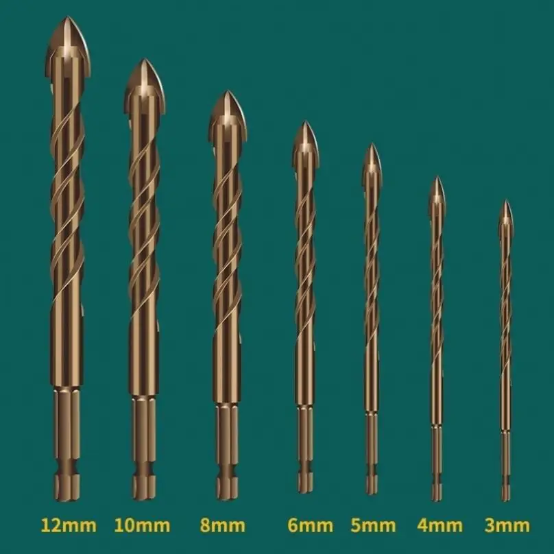7 stücke 3-12mm Multifunktionale Kreuz Hex Fliesen Bohrer Glas Keramik Beton Loch Opener Legierung Dreieck Bohrer