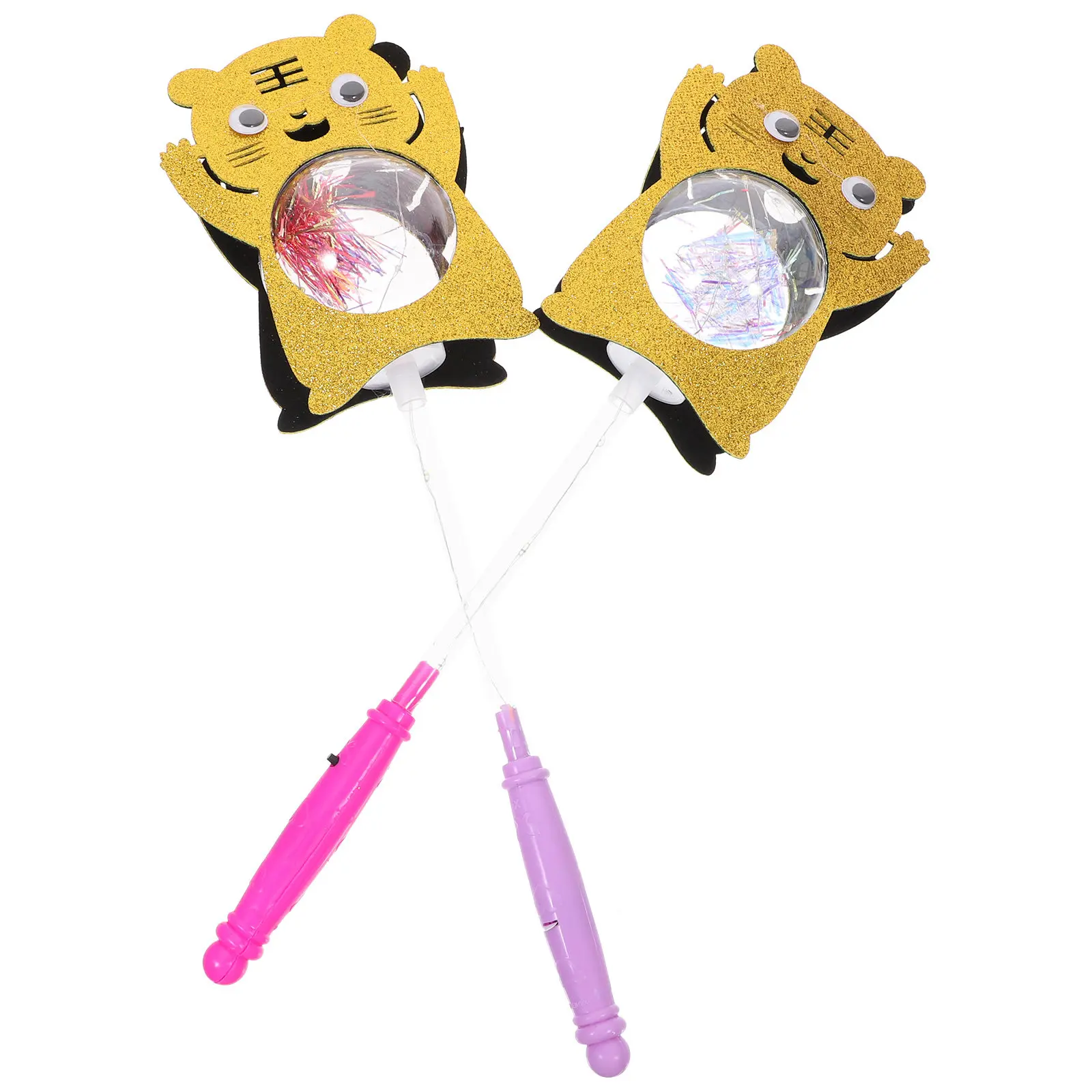 

2pcs Glowing Ball Luminous Tiger Pattern Diy Festive Lantern Year Of The Tiger Hanging Light For Home Mall Party