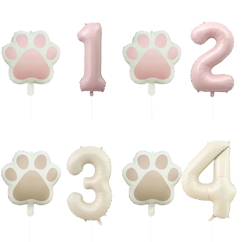 2 Stück/Set Let us Pawty Big Dog PAWS Aluminiumballons 40 Zoll Figur 1 2 3 4 Jahre alt Geburtstag Party Dekoration Ballon Baby