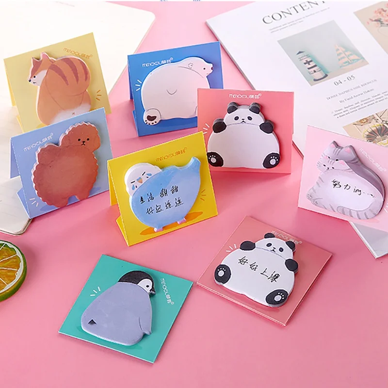 1PCS Creative Sticky Notes Estudante Cartoon Sticky Note Book Bonito Super Bonito Animal Note Paper Pode Rasgar Pequeno Notebook Memo