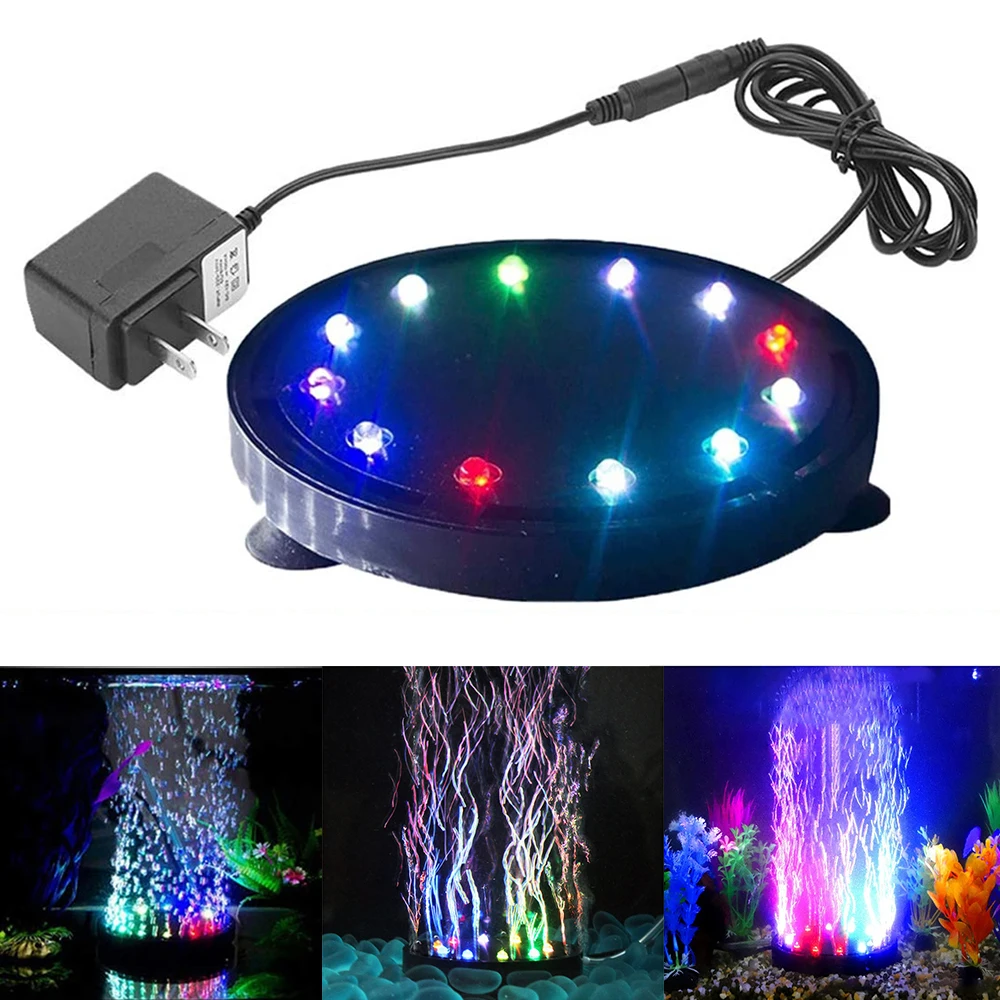 RGB Underwater Fish Tank Light Color Changing LED Aquarium Air Bubble Lamp IP68 Waterproof for Pond Aquarium Making Oxygen Decor